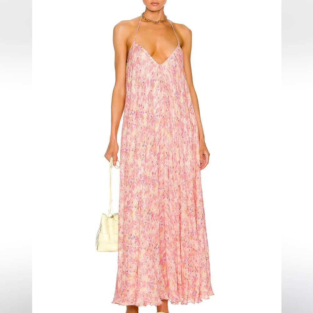 ROCOCO SAND Faye Maxi Dress in Peach & Butter Yellow XS - NWT